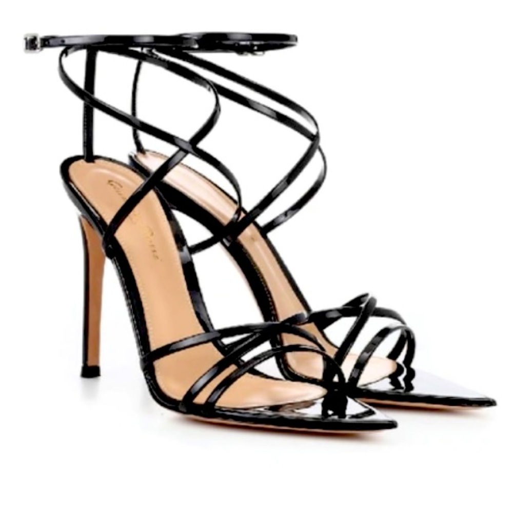 Gianvito Rossi Patent Leather Kim Sandal Heels